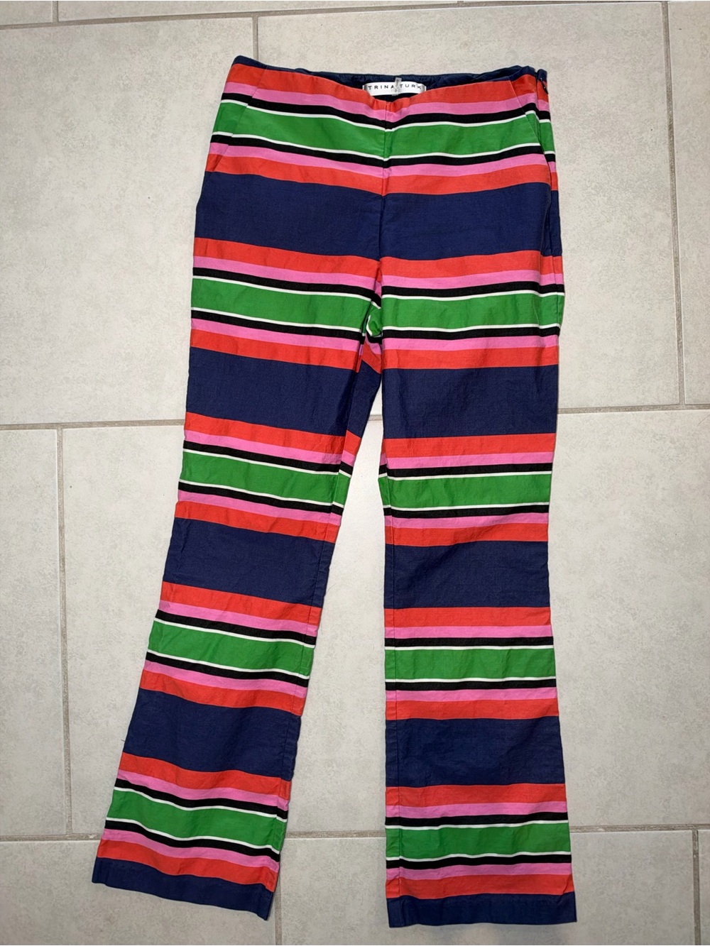 Trina Turk striped ankle cropped pant Sz O